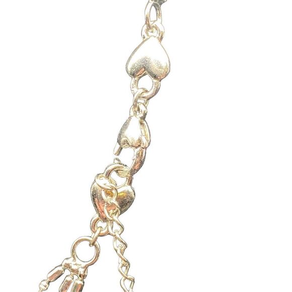 Three chain silver tone necklace with monogram “N” heart clasps - Picture 8 of 8